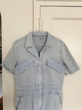 FAHERTY Light Wash Denim Short Sleeve Jumpsuit